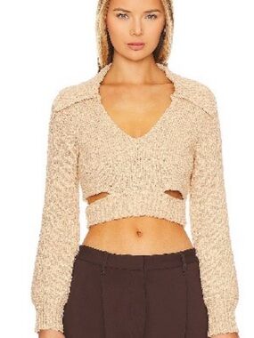 L'Academie Imani Boucle Knit Pullover in
Beige